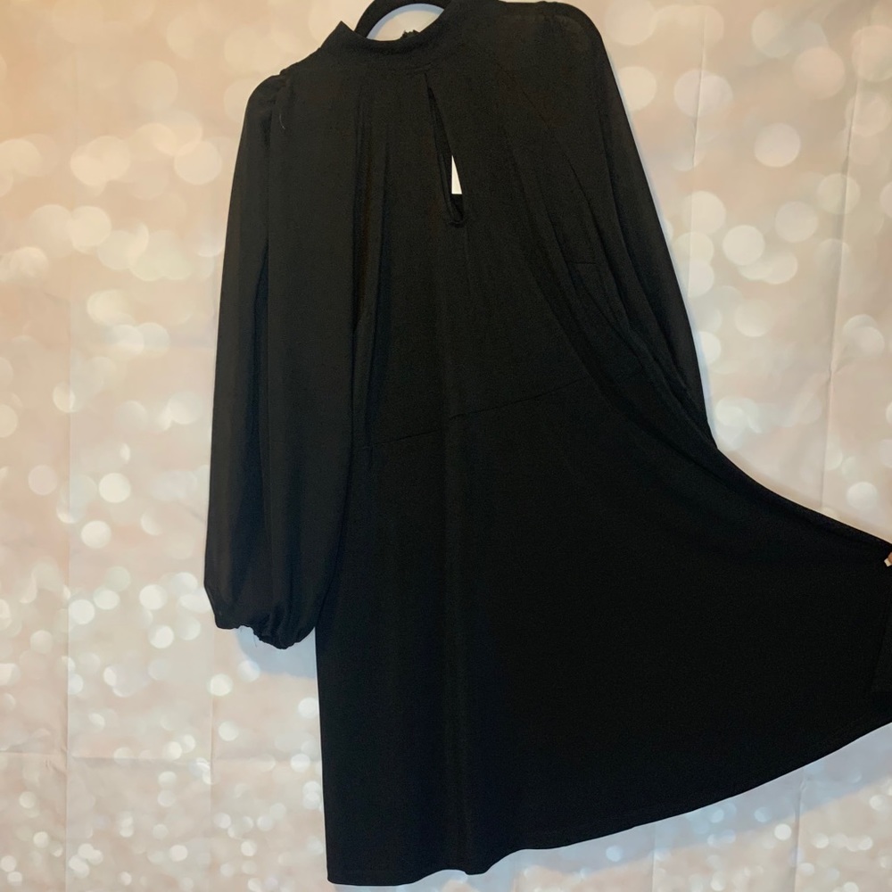 Slit front dress with sheer sleeves